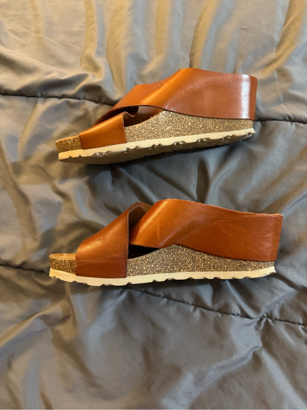Yokono Leather Crossband Slide Sandals in Cognac - Picture 2 of 9